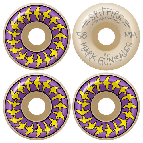 Spitfire Skateboard Wheels 58mm F4 99A Gonz Birds Conical Full Mark Gonzales