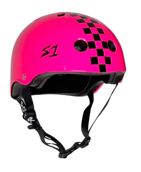 S1 Lifer Helmet - Hot Pink Gloss Black Checkers