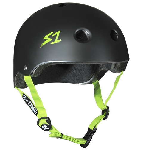 S1 Lifer Helmet Matte Black with Green Straps