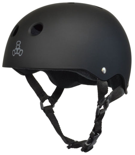 Triple 8 SS Helmet Black Rubber w Red Liner